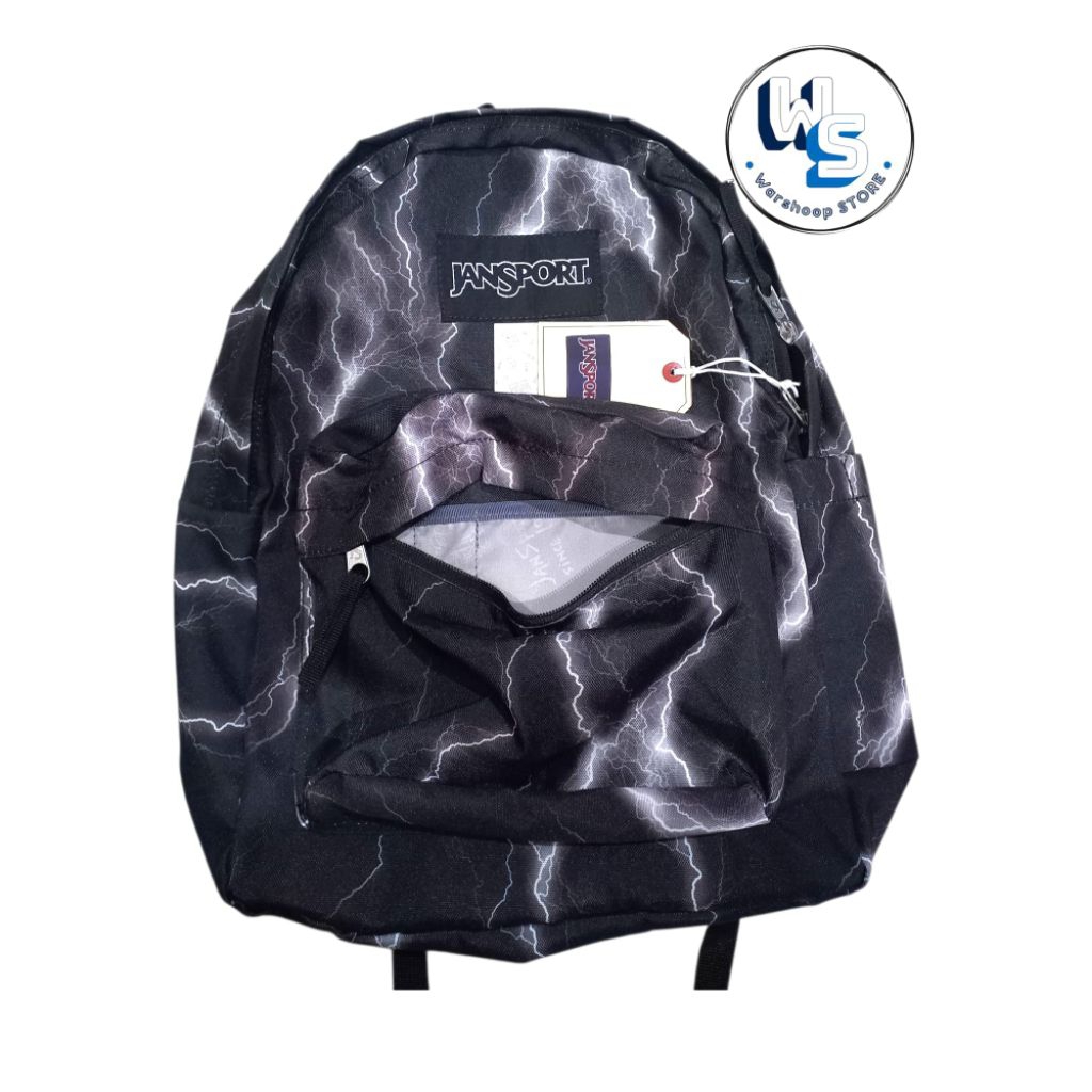 Tas Ransel Jansport Premium Motif Petir Hitam Full Jansport Pria/Wanita Bisa COD - Ringan & Tahan La