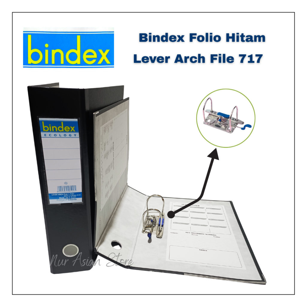 

Odner Bindex Folio 717 Hitam Biru 75 mm [ 5 Pcs dan 10 Pcs ] Bambi Lever Arch File Black Blue