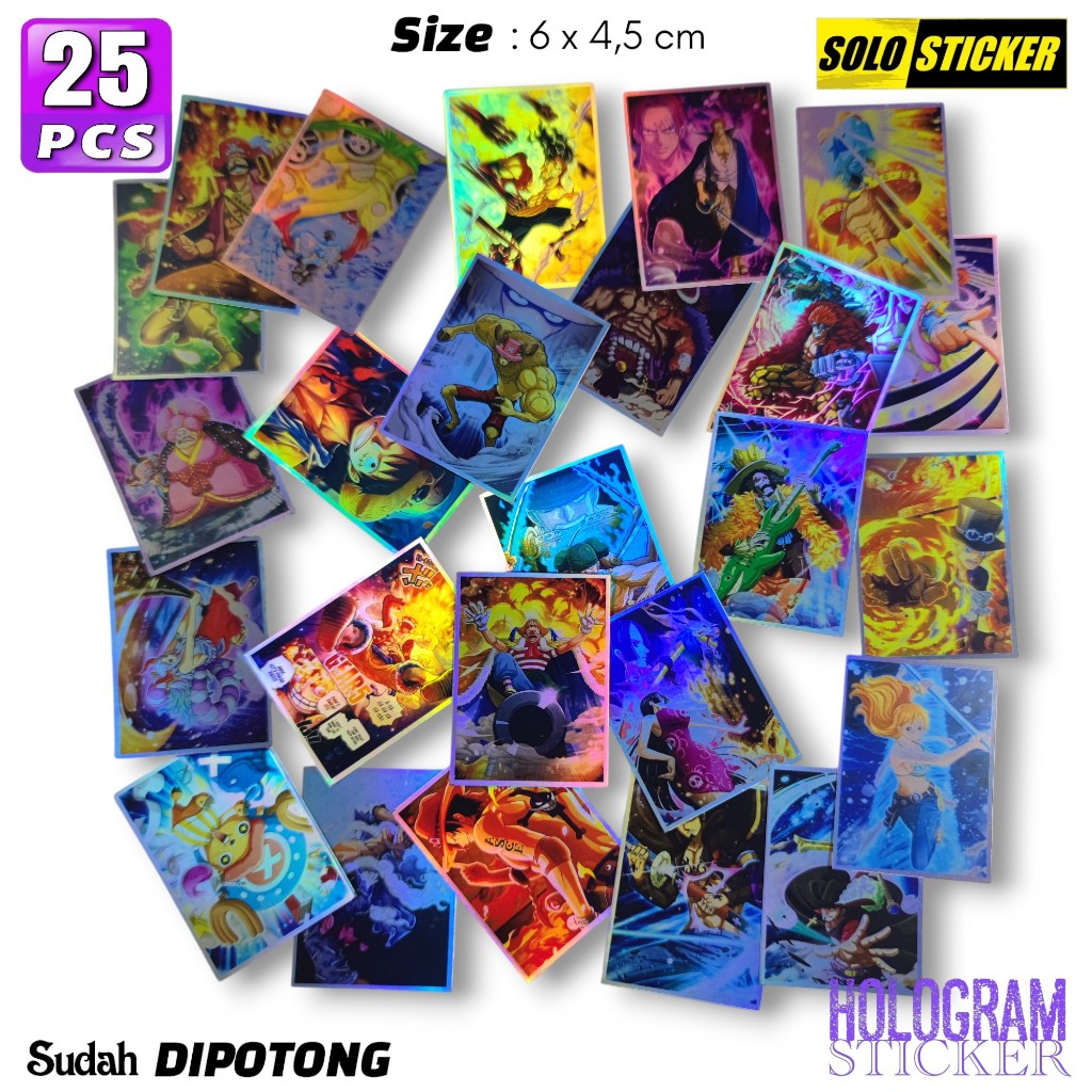 

Sticker Pack Anime One Piece Hologram Waterproof untuk Stiker Laptop Journal Diary Notebook
