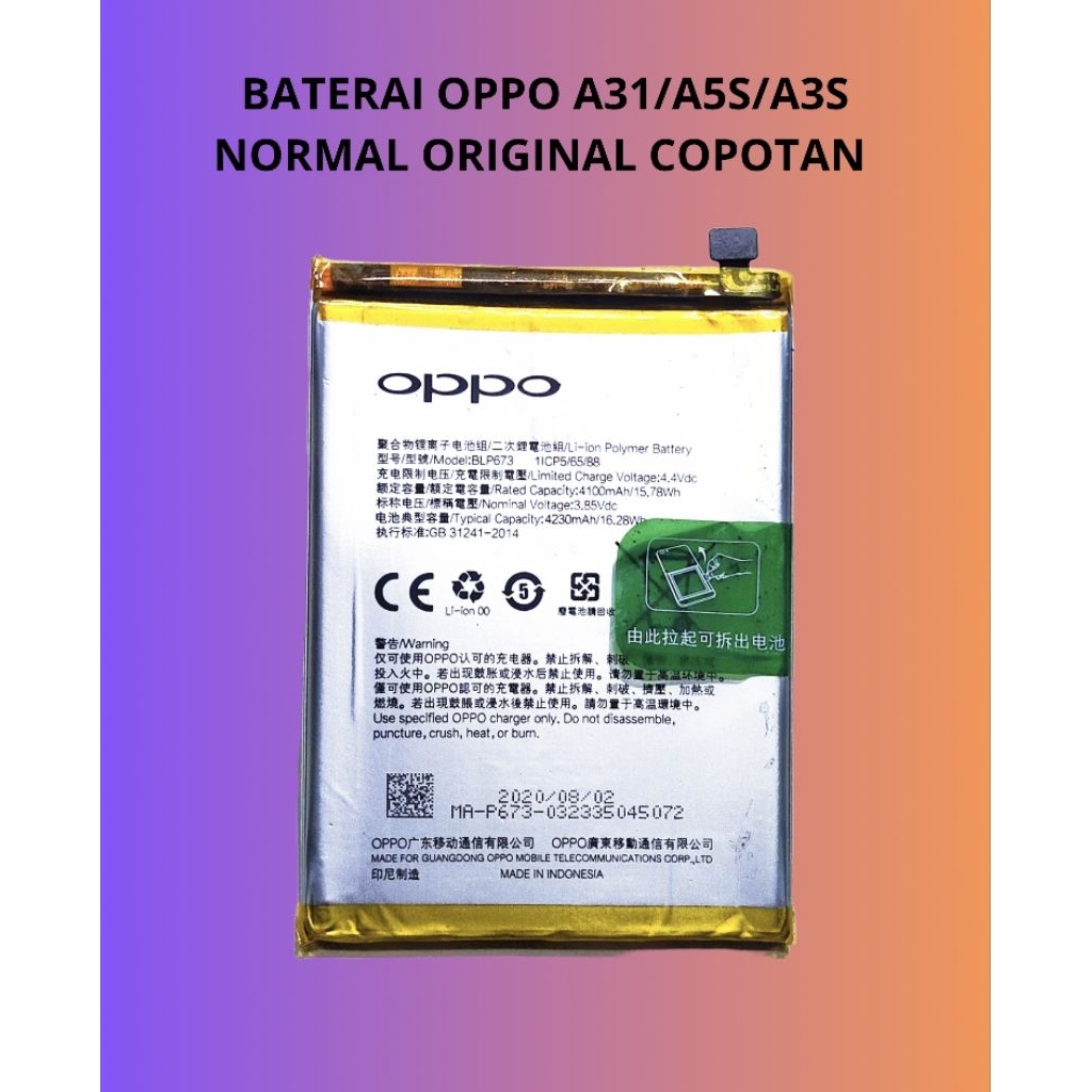 BATERAI BATRE OPPO A31/A5S/A3S NORMAL ORIGINAL COPOTAN