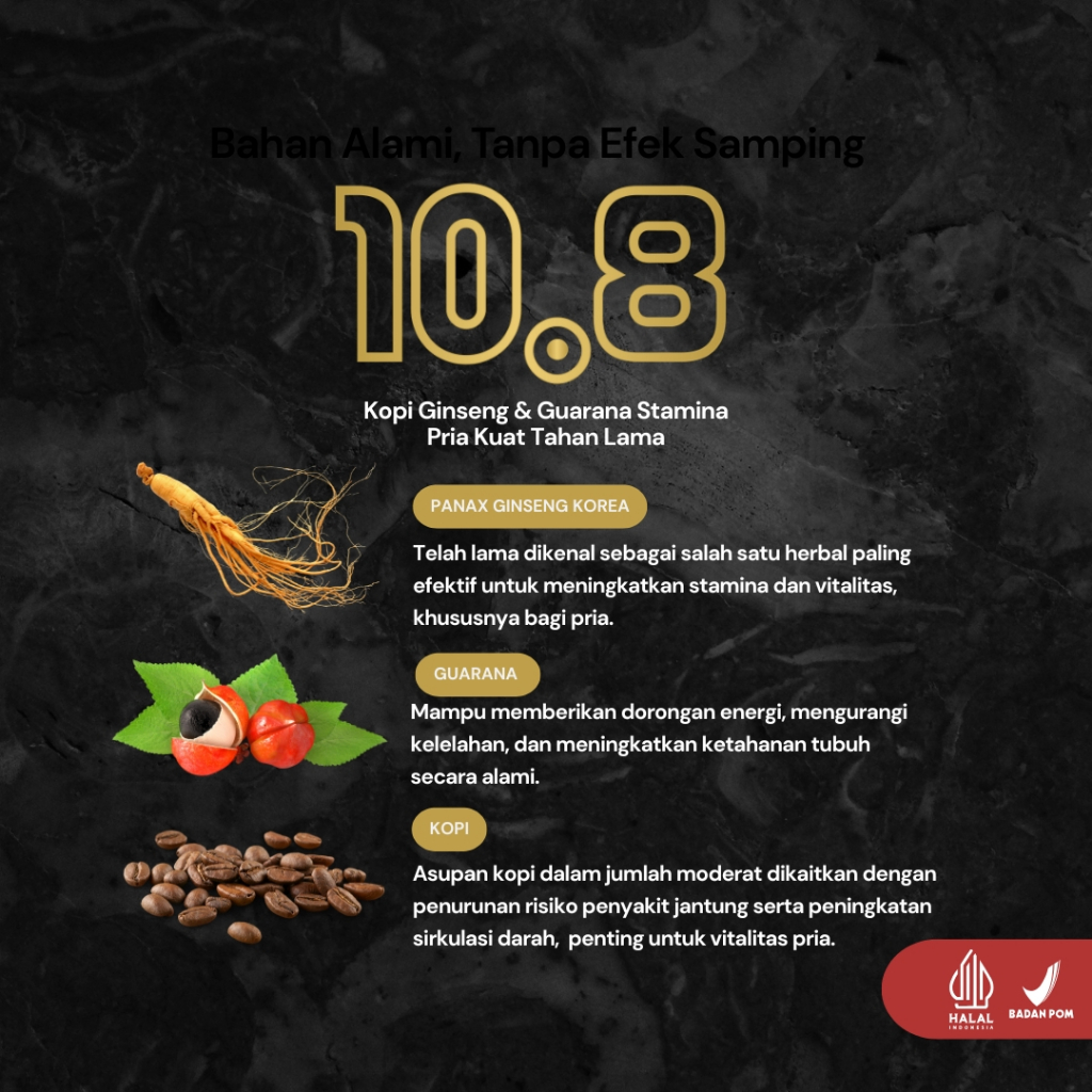 Joa Craft 10.8 - Kopi Ginseng Korea & Guarana Stamina Pria Tahan Lama Herbal - Bundling 3 Box