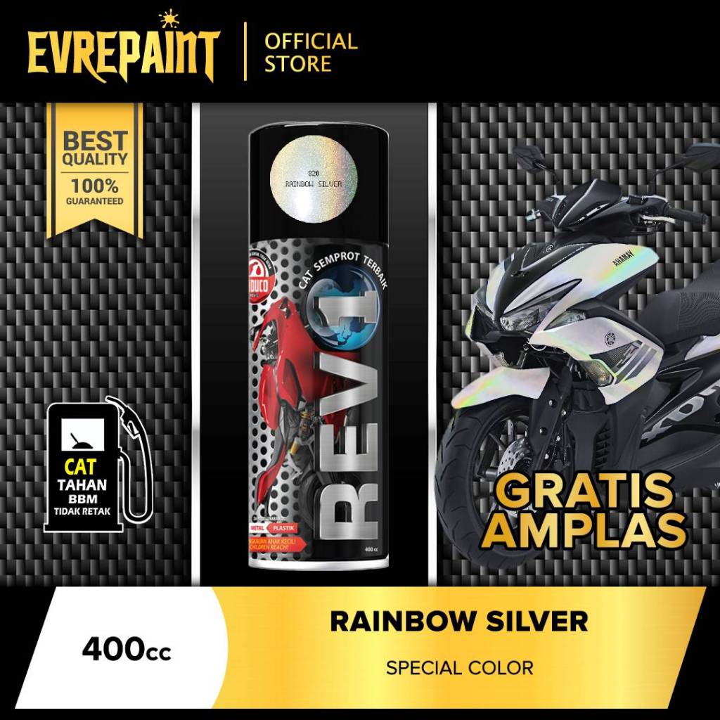 Cat Pilox Pylox Pilok Rev1 One Premium Cat Semprot Motor Duco Bunglon/3D/Rainbow Silver 820