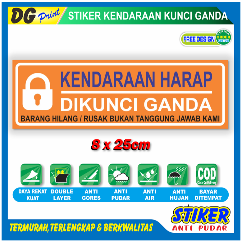

Stiker anti pudar kendaraan harap kunci ganda sticker keamanan kendaraan toko kantor