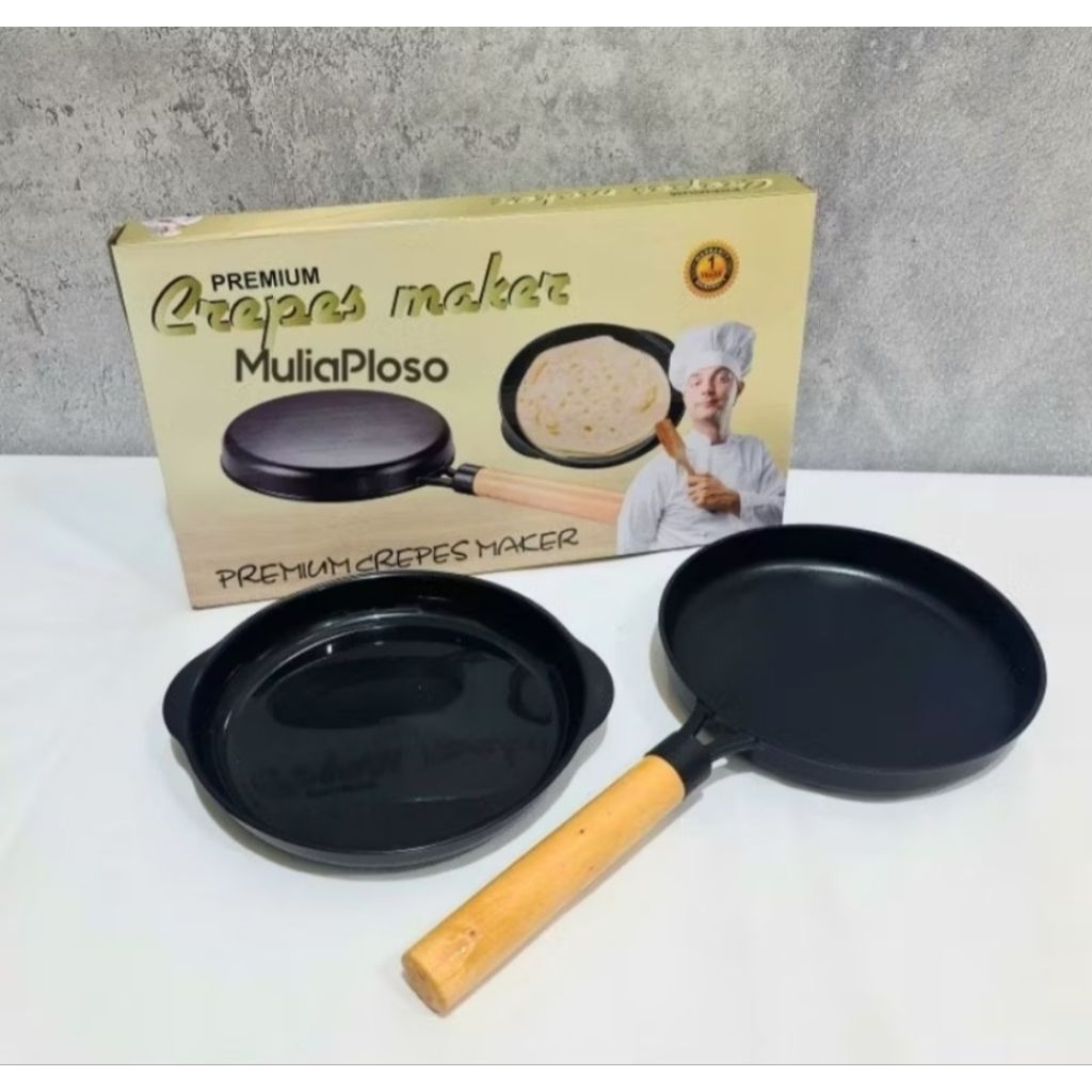 Preloved Wajan kwalik terbalik + wadah Teflon kwalik crepes maker