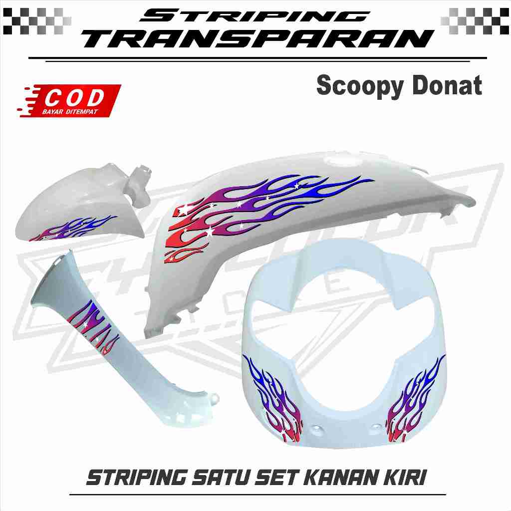 STRIPING TRANSPARAN BENING SCOOPY 2021 / SCOOPY DONAT Striping Motif Api Simple