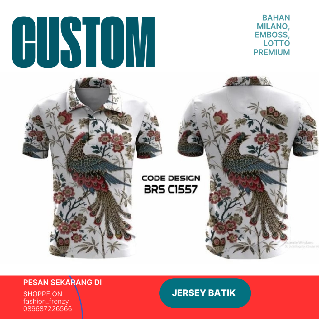 Kaos Jersey Batik - Cenderawasih Papua - Kerah Polo - Milano - Full Printing - BRSC1557FF