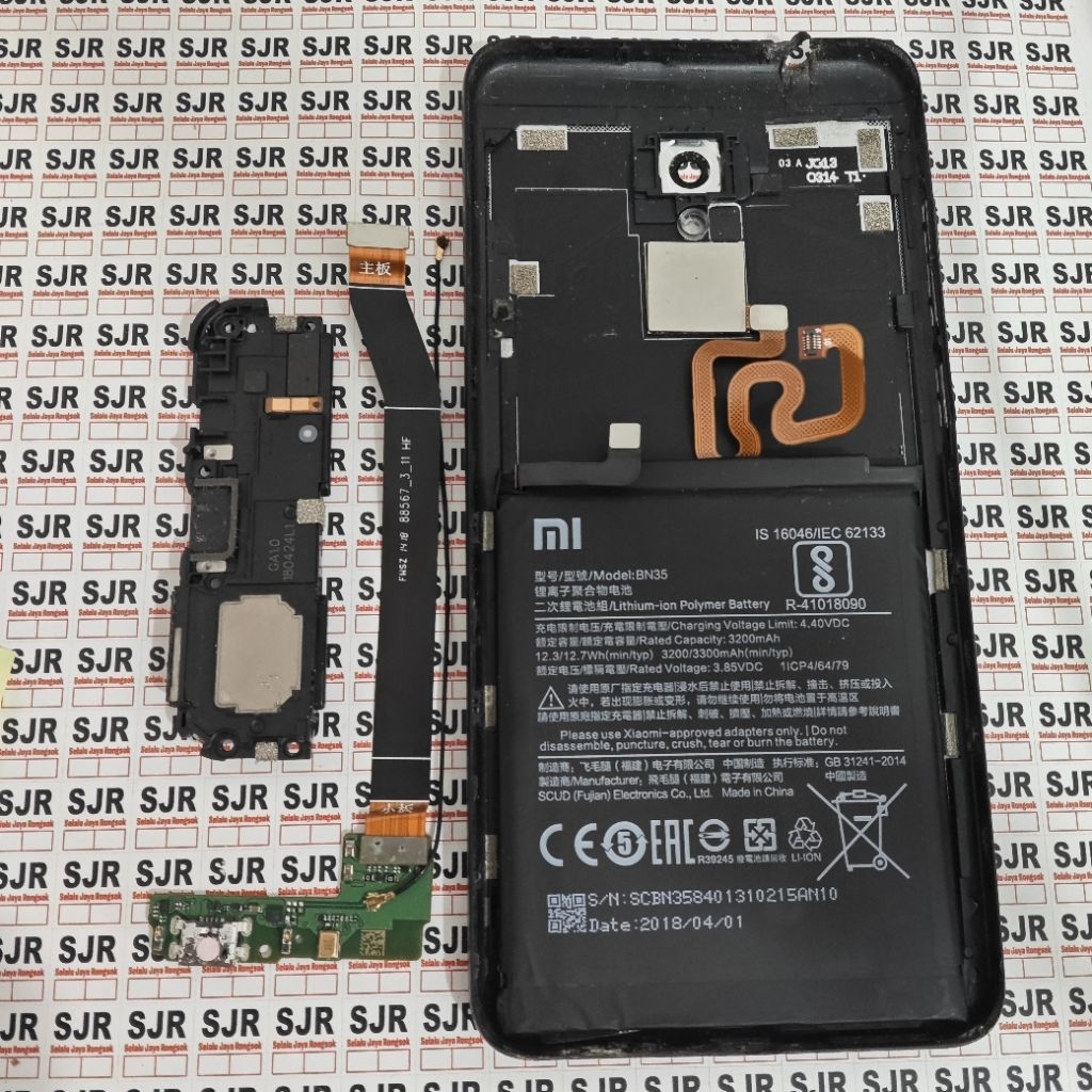 Sparepart Hp Xiaomi Redmi 5 Plus Copotan Ori Baterai BN35, Speaker, Papan Charger Cas, Finger Print+