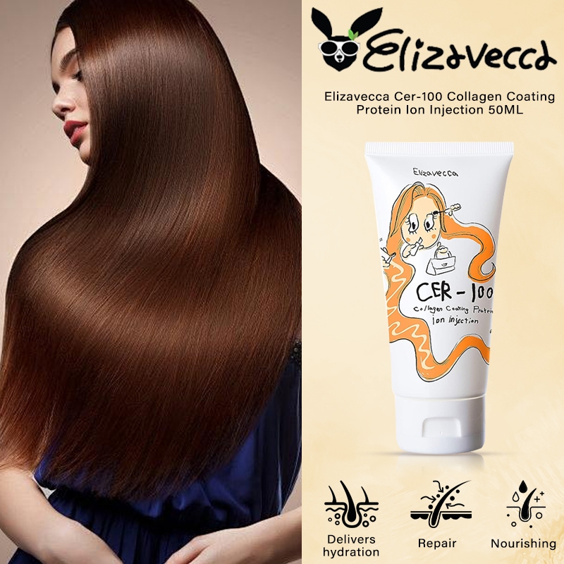 Elizavecca CER-100 Injeksi Ion Protein Pelapis Kolagen 50ml/repairs damaged/hydration/improve hair h