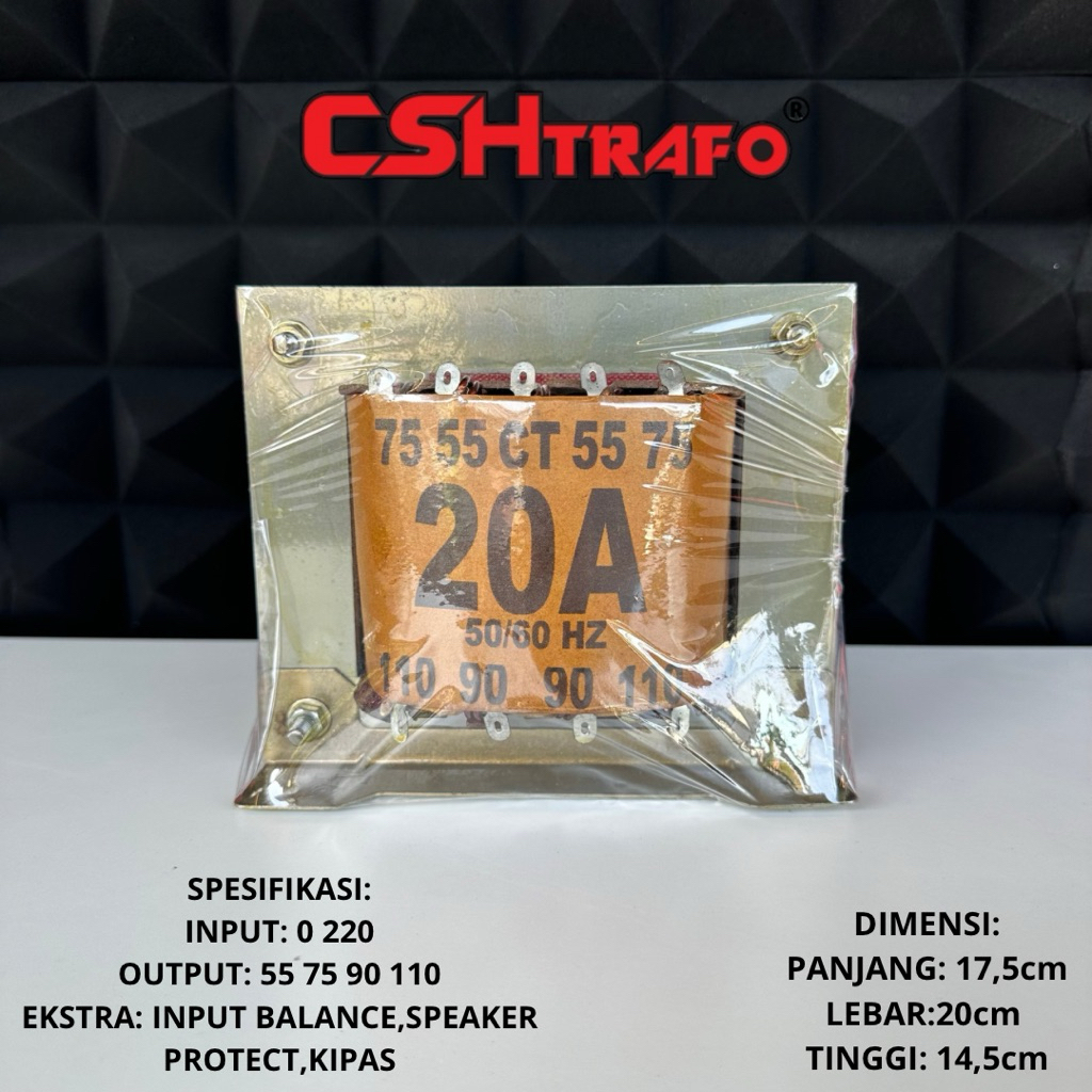 Trafo Kotak CSH Premium (MURNI) 20A CT 110V 100% Tembaga Murni