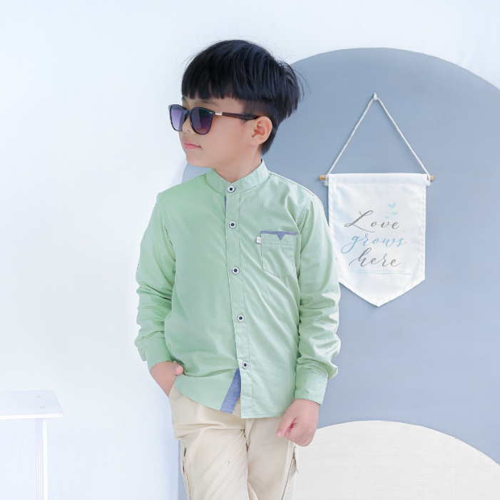 LILY AND CLARK KEMEJA KOKO PANJANG ANAK SAGE GREEN KKP13