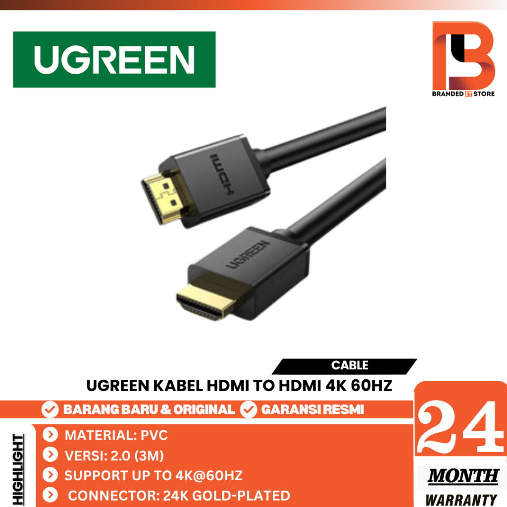 UGREEN KABEL HDMI TO HDMI 4K 60HZ 18GBPS ULTRA HD 1 - 10 METER 10110