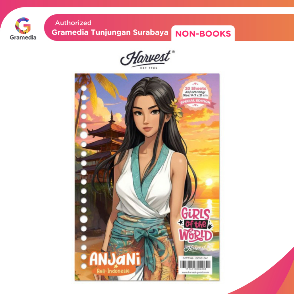 

Gramedia Tunjungan : Loose Leaf / Kertas Binder Harvest A5 Girls of The World #2 : Bali