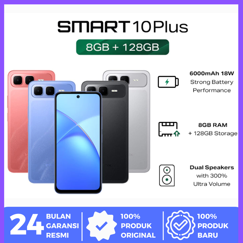 Infinix Smart 10 Plus 8/128GB - Up to 16GB Extended RAM - 6.67 inch 120Hz HD+ - T7250 - 6000 mAh