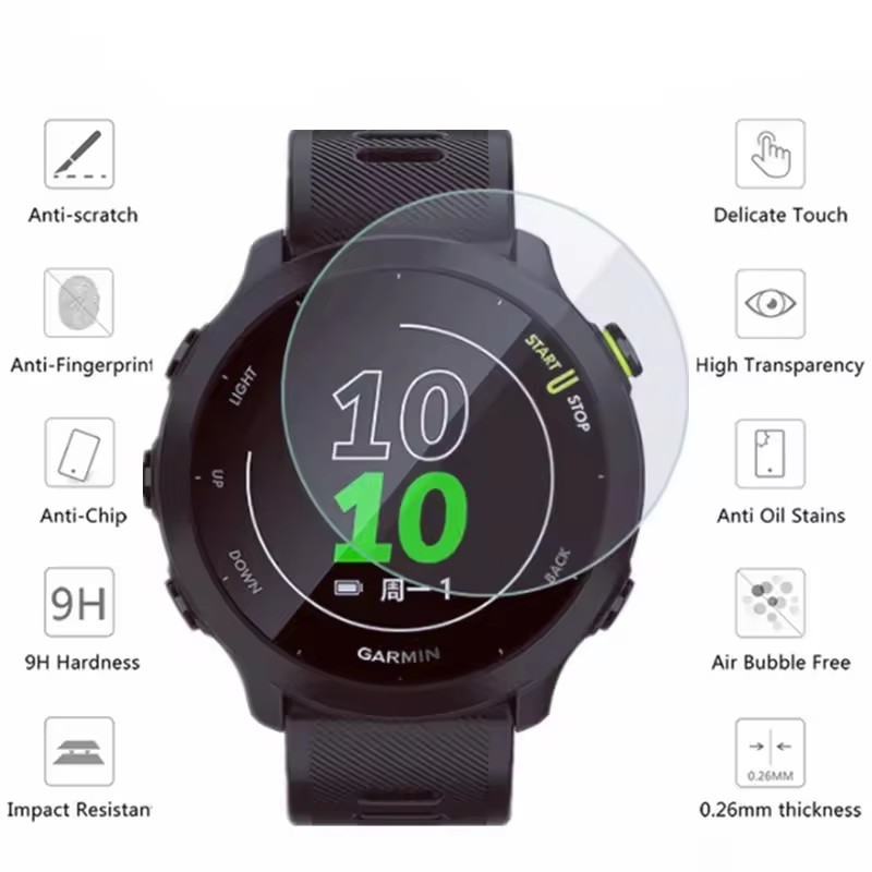 Pelindung Layar Kaca Tempered 2 Lembar untuk Garmin Forerunner 55 158 Smart Watch