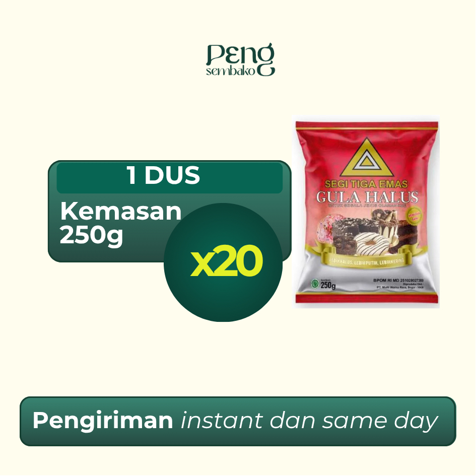 

SEGI TIGA EMAS Kemasan Gula Halus Dus (250g x 20pcs)