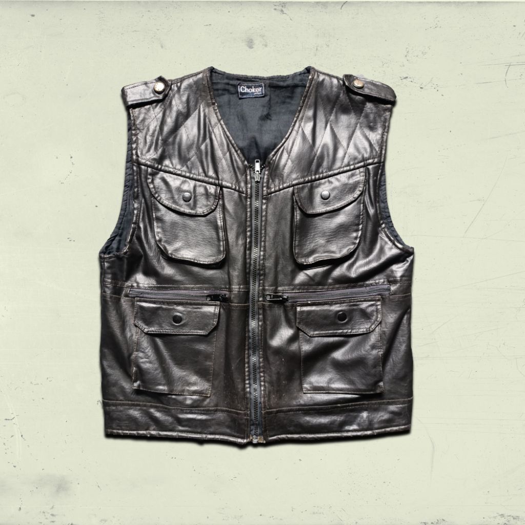 Leather Vest Vest kulit rompi kulit rompi jacket harley Davidson