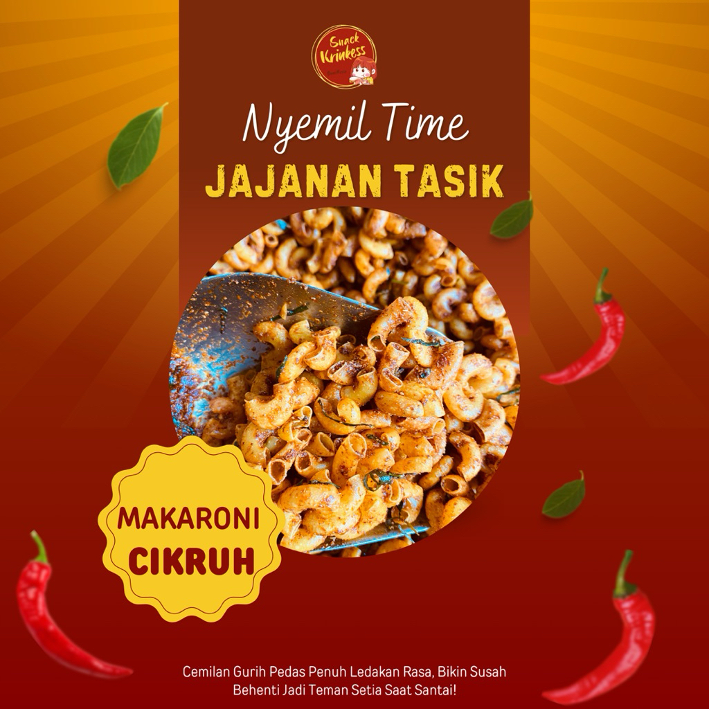 

Makaroni CIKRUH 250 Gram (Daun Jeruk) Cemilan Asin Gurih Pedes - Makanan Ringan Bantet Tasikmalaya Snack Food