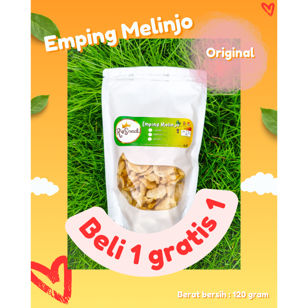 

PROMO BUY 1 GET 1 !! EMPING MELINJO ORIGINAL GURIH 120gr Standing pouch Snack