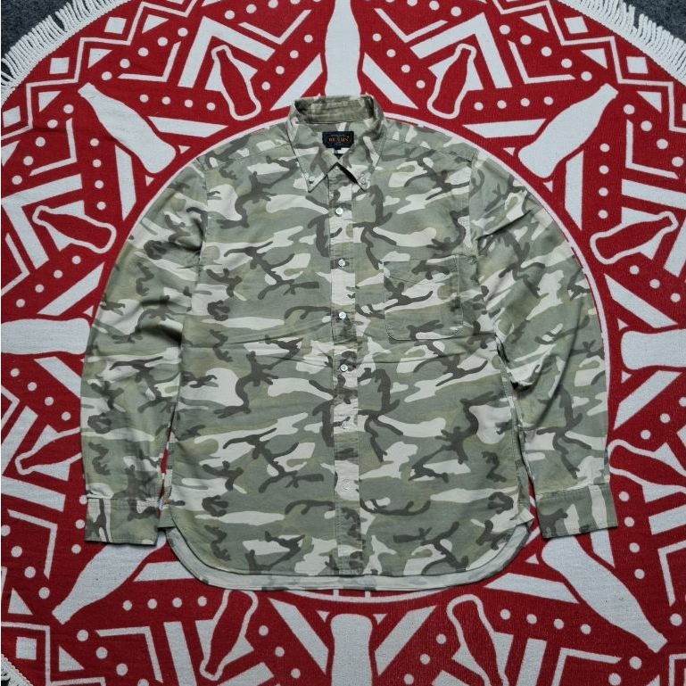 Kemeja Beams  Camouflage lengan panjang loreng