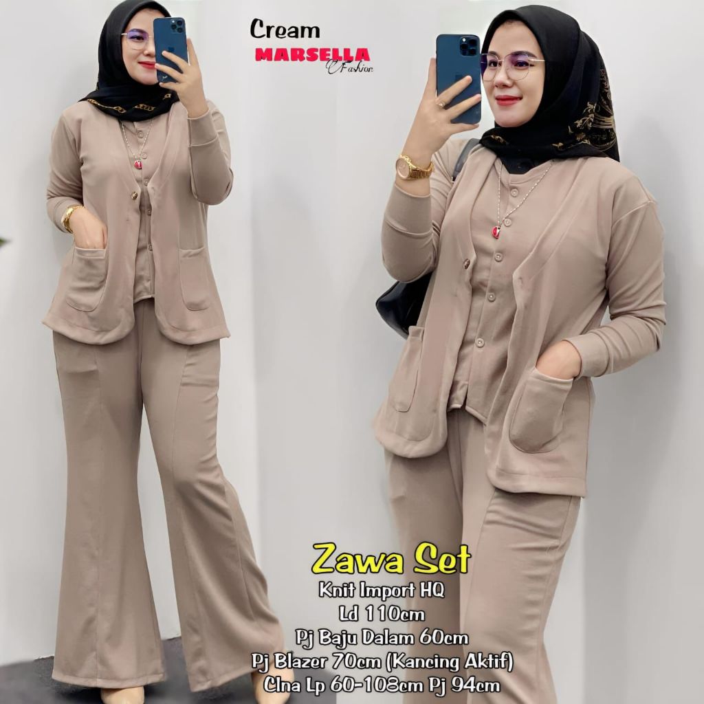 Zawa Setelan Baju Casual Polos One Set Knit Premium