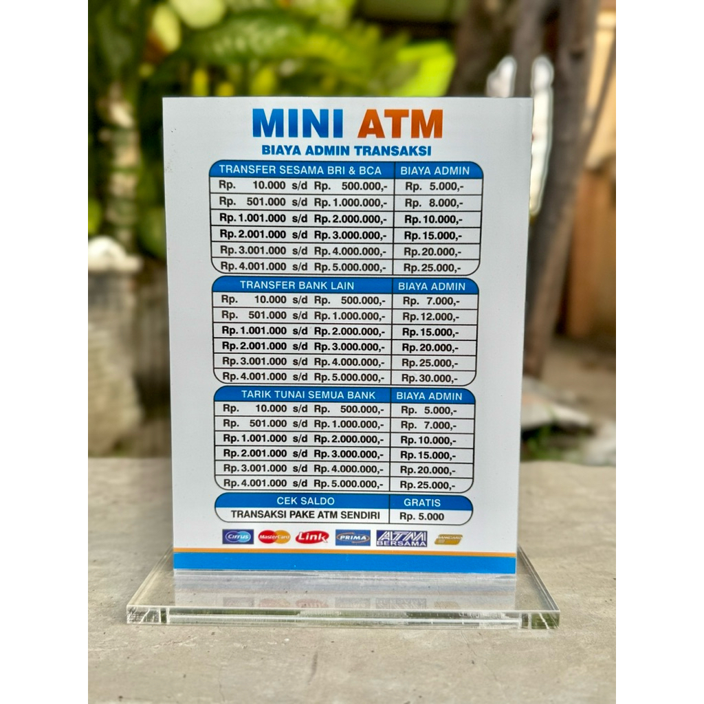 

AKRILIK MEJA MINI ATM UKURAN 15x20cm BISA CUSTOM BIAYA LAYANAN SESUAI PERMINTAAN