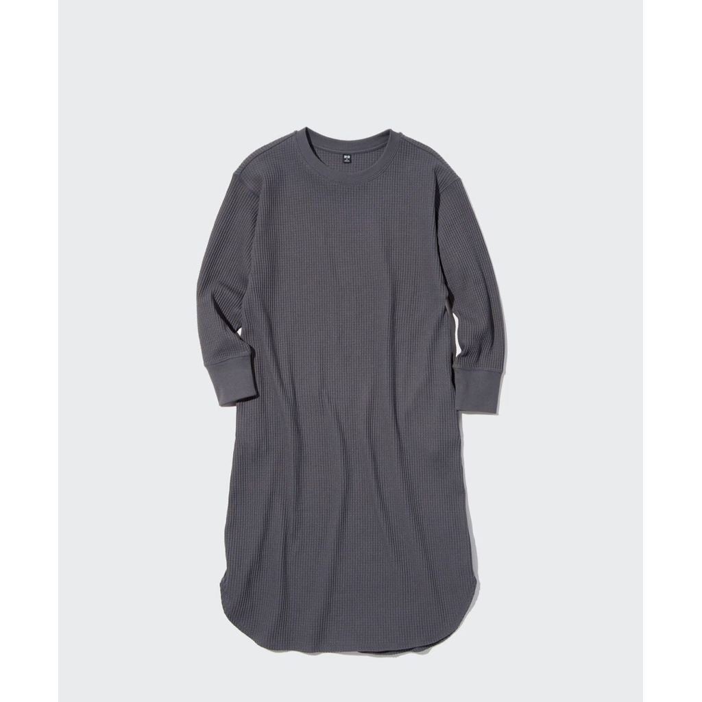 PRELOVED UNIQLO Gaun Waffle Kerah Bulat Lengan Panjang