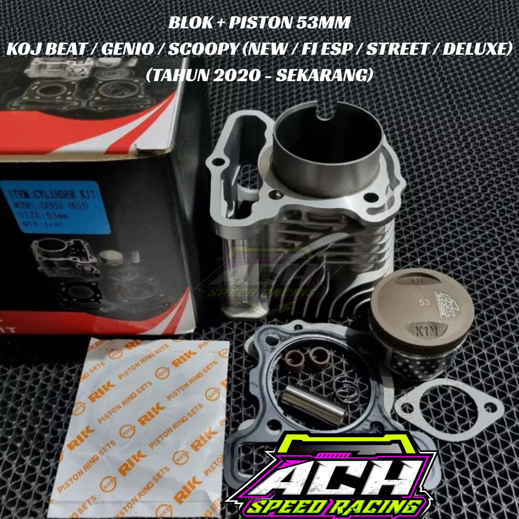 BLOK + PISTON 53MM KOJ BEAT / GENIO / SCOOPY ( NEW / FI ESP / STREET )  ( TAHUN 2020 - SEKARANG) PRO