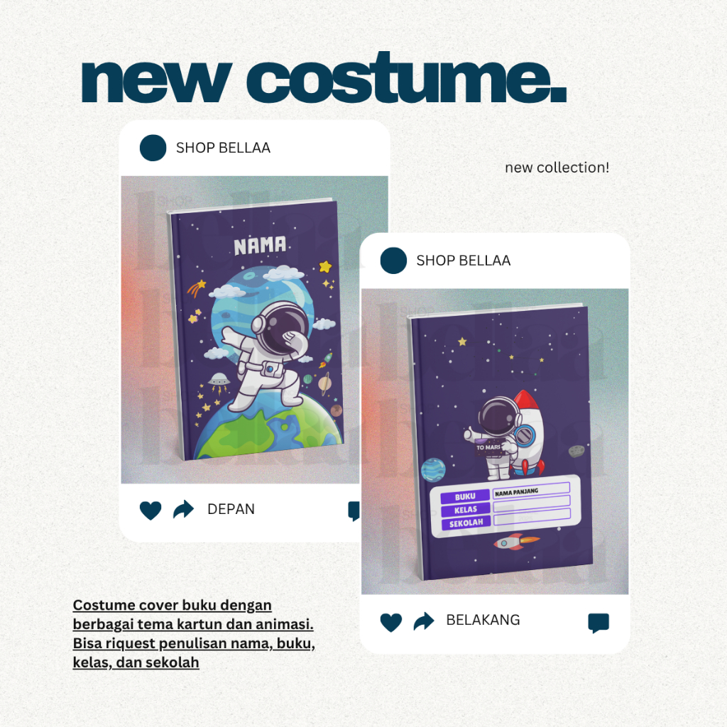 

COSTUME COVER BUKU LUCU & UNIK UNTUK ANAK - PAUD, SD, SMP, SMA (bagian 3 #1)