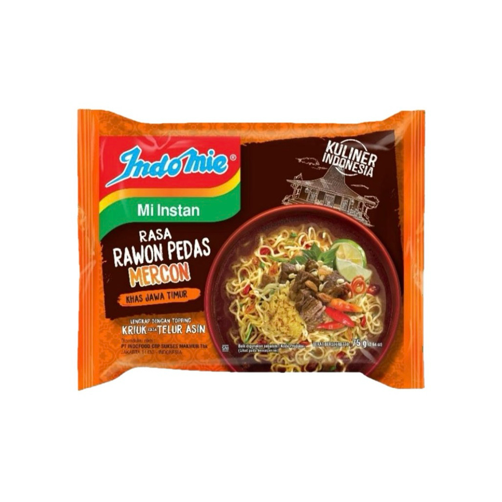 

Indomie Mi Instan Rasa Rawon Pedas Mercon 75 g