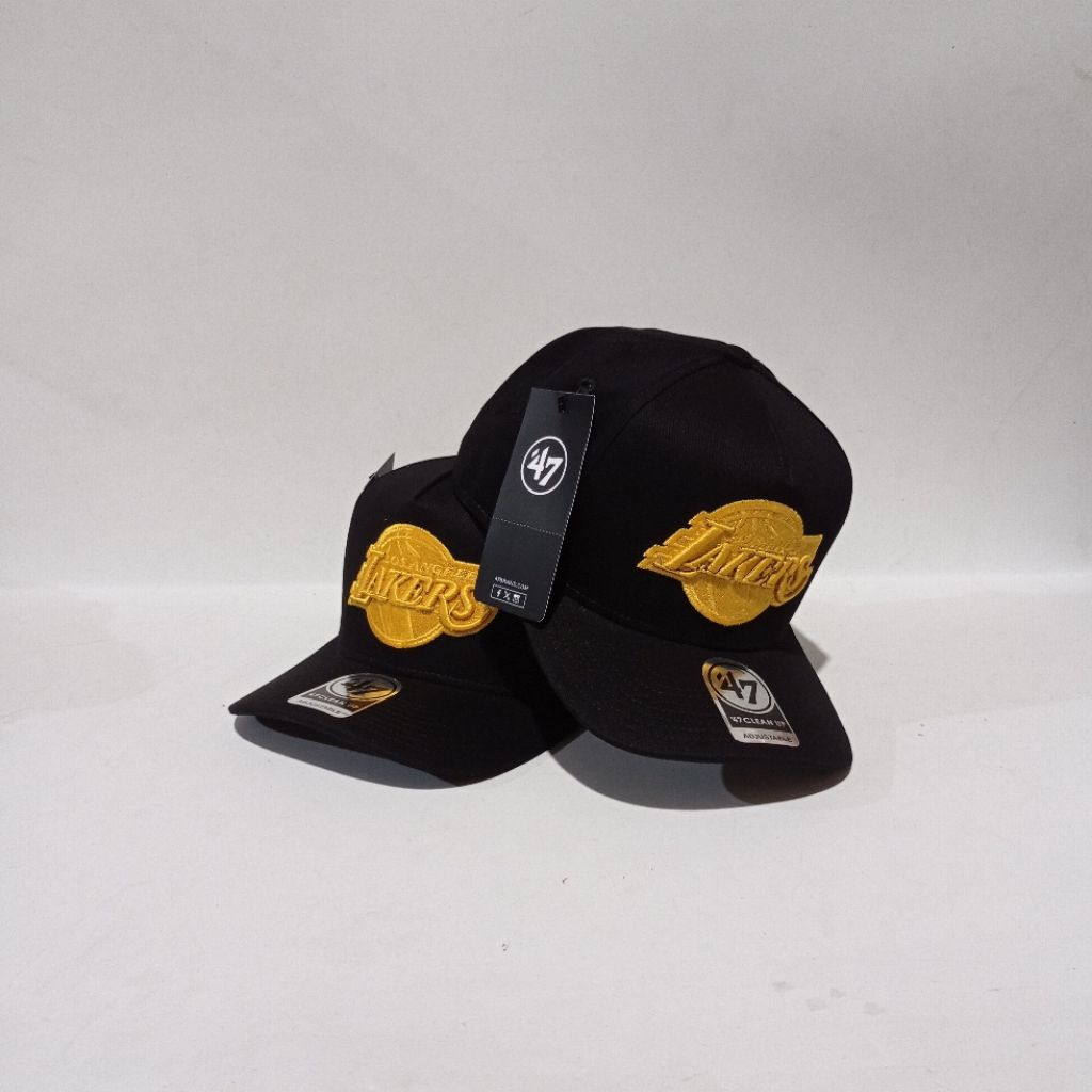 Topi Import Baseball Cap Fashion Bordir Lakers Black Gold [ 47MVP Brand ] ADJUSTABLE Pria Wanita Uni