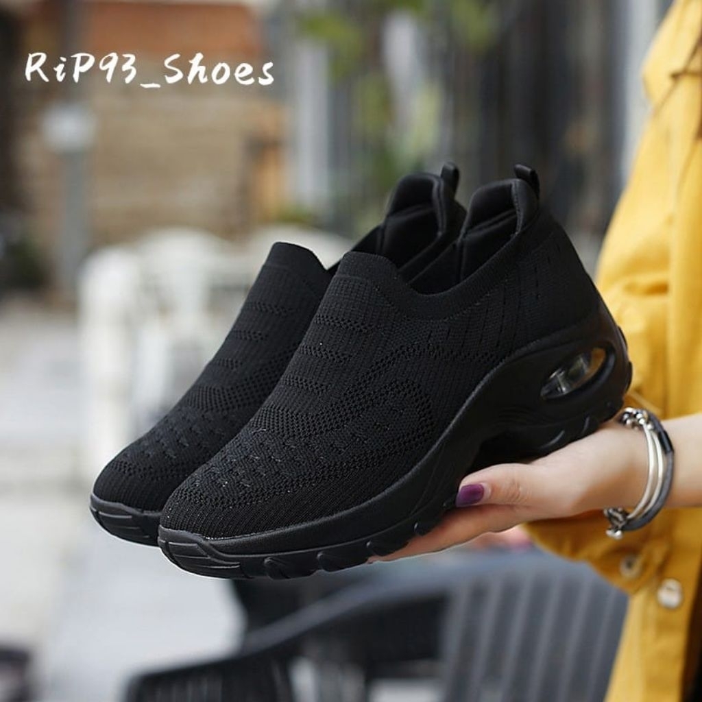 sepatu wanita import slip on rajut