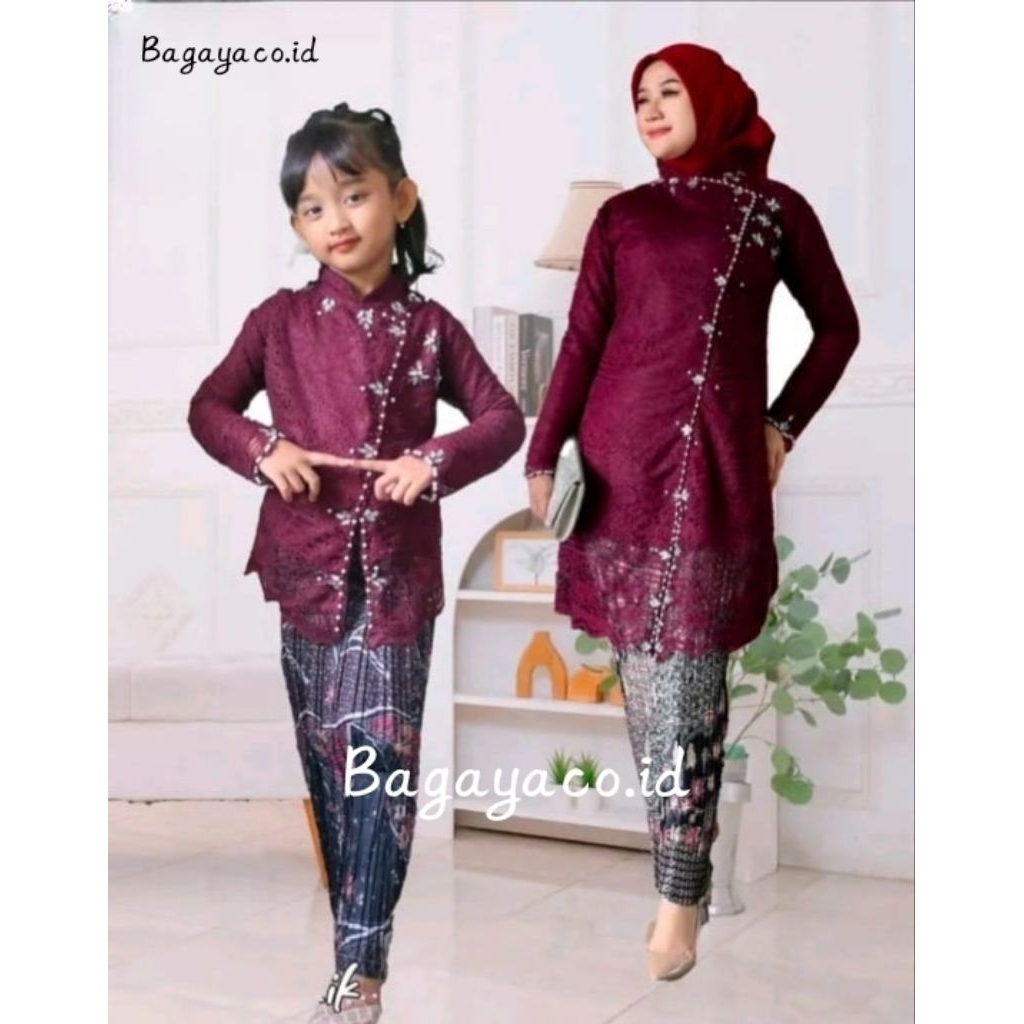 Kebaya Tunik Janggan Ibu dan anak/set kebaya Janggan/kebaya modern/kebaya modern/kebaya silang bruka