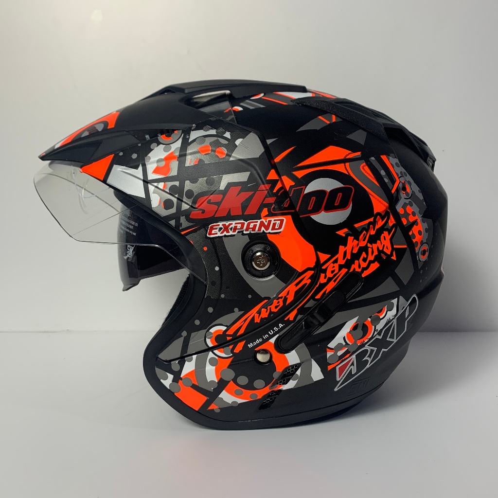 Helm JP7 Skidoo Orange Doff - Double Visor Helem Dewasa Helmet SNI BXP