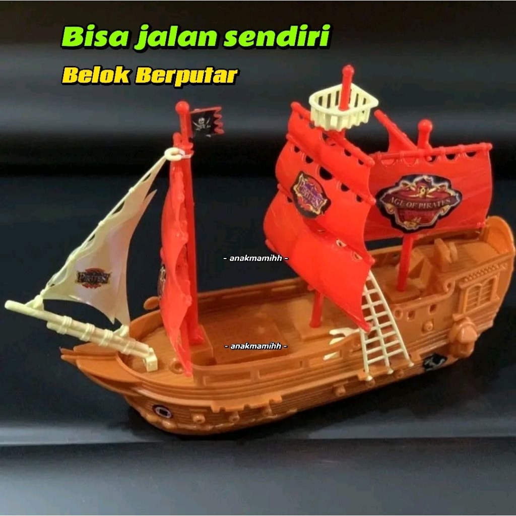 Mainan Kapal Bajak Laut Bisa Jalan di Darat dan Air 26cm Kapal Mainan Anak Laki Laki Plastik SNI Gra