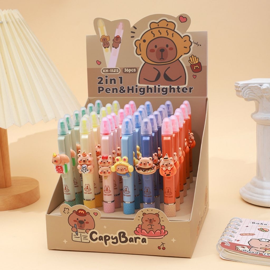 

PENA GEL 2 IN 1 PENA + STABILO / HIGHLIGHTER PULPEN STABILO KARAKTER LUCU ALAT TULIS SOUVENIR KADO