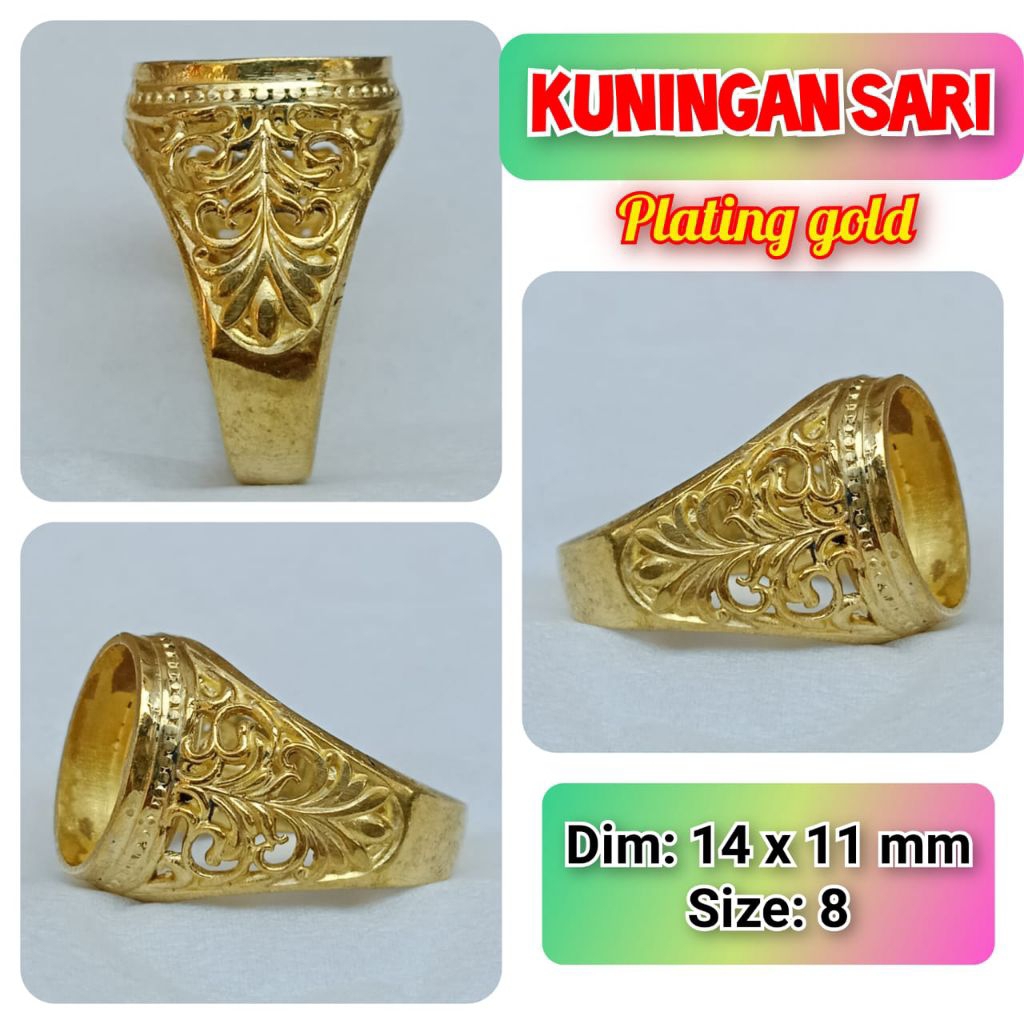 ring emban batu akik dan permata kuningan.05