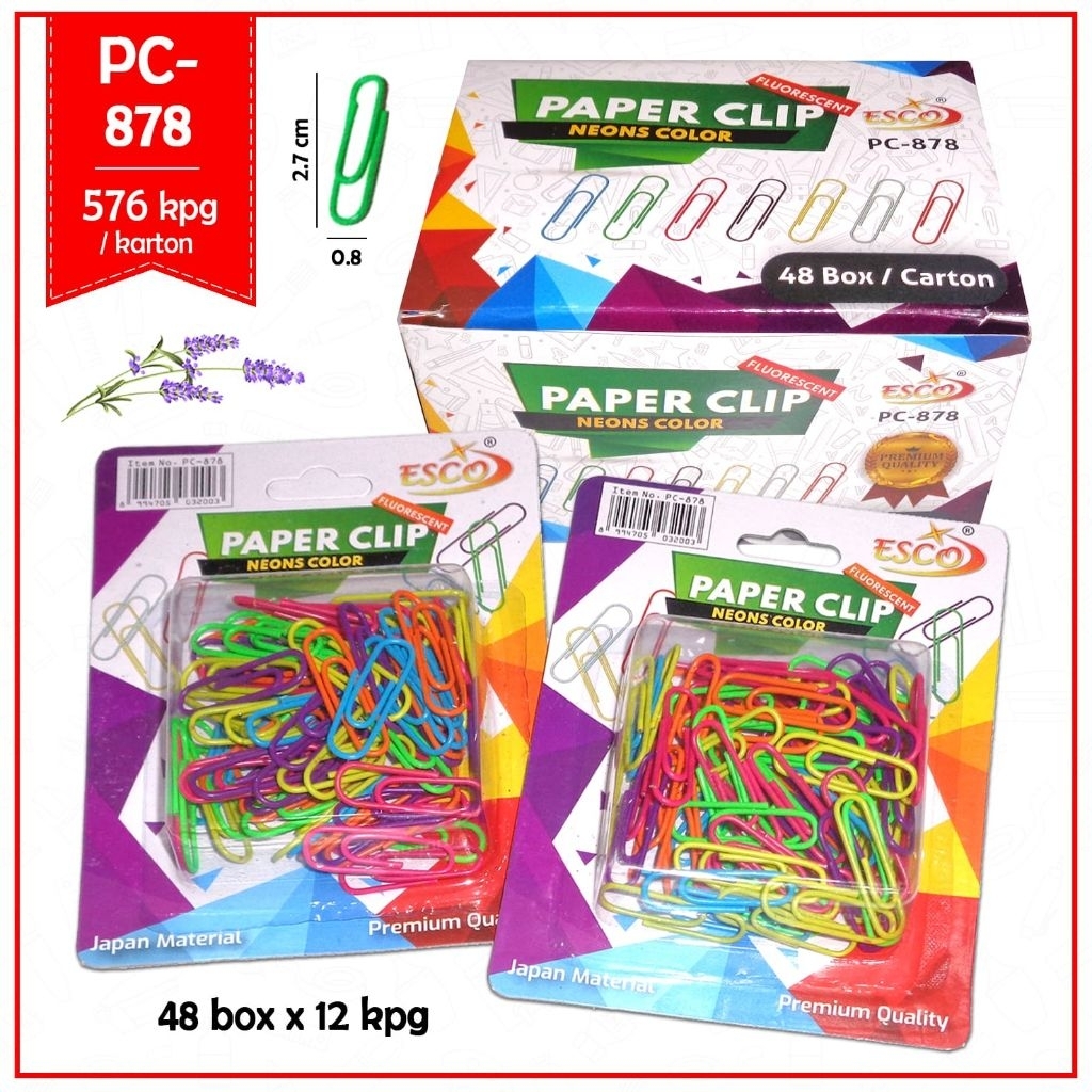 

GROSIR 1box(12pack) PAPER CLIP warna // paper clip besar // penjepit kertas // klip kertas