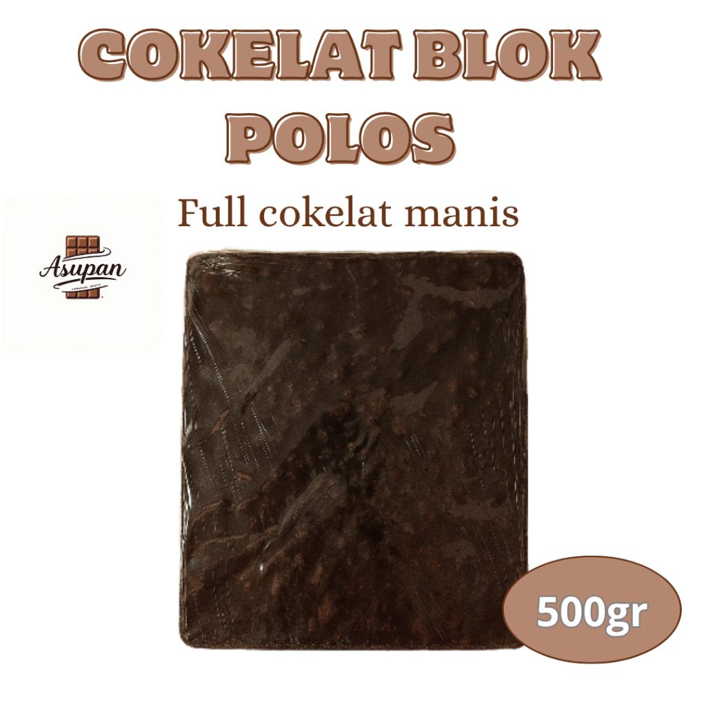 

Cokelat BLOK polos | cokelat manis, topping, baking, dimakan langsung 500gr