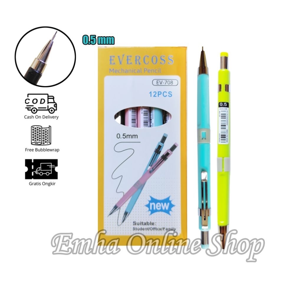 

Pensil Mechanical 0.5 mm Evercoss EV-708 Mekanik Bisa Isi Ulang Untuk Pelajar Kantor Keluarga Alat Tulis Stationery