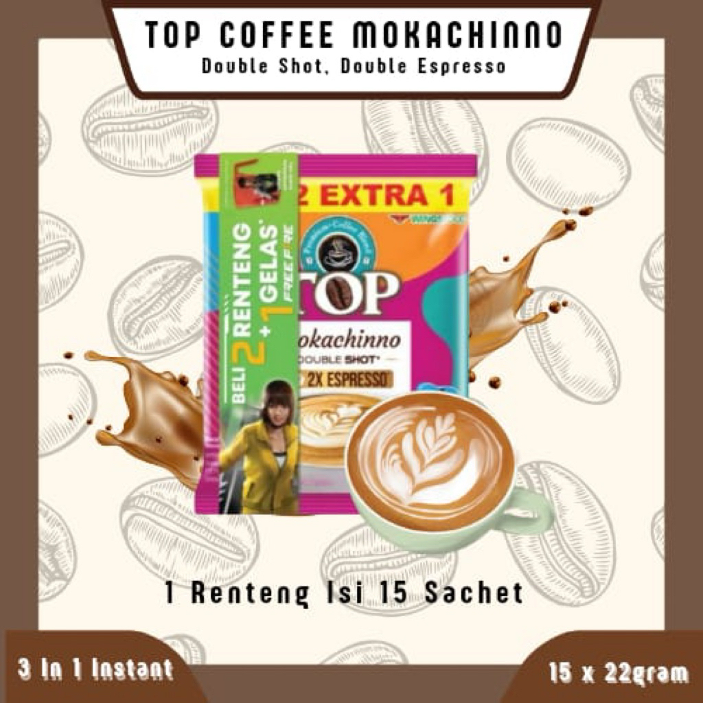 

TOP COFFEE MOKACHINNO 1 Renteng Isi 15 Sachet