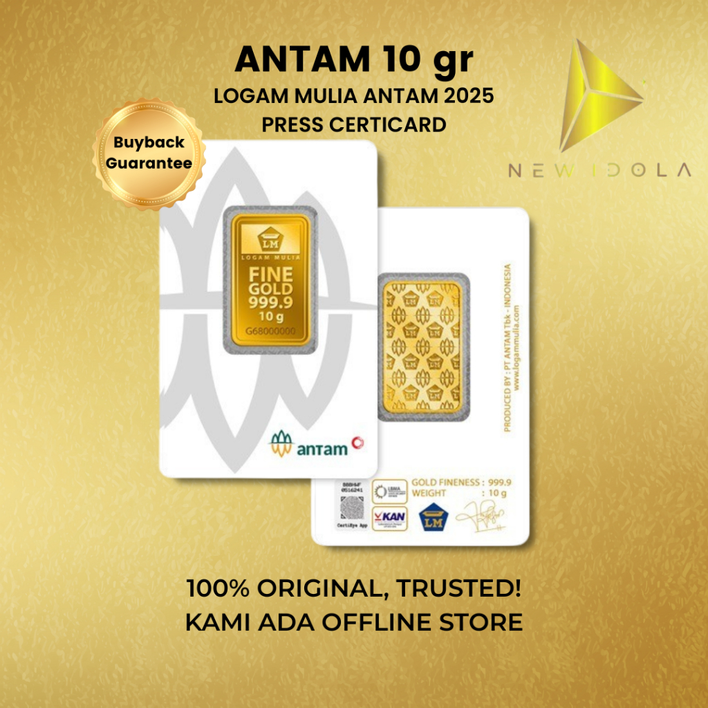 LOGAM MULIA ANTAM 10 GRAM TERBARU 2025 CERTIEYE