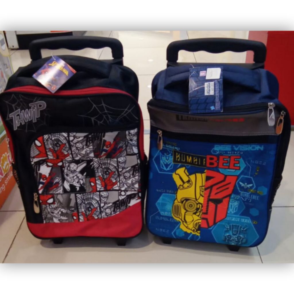 Tas Troli Adinata Rucksack Trolley Transformers Spiderman Backpack Size L