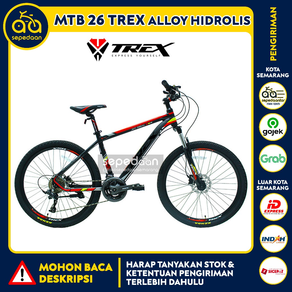 Sepeda Gunung Anak Dewasa MTB 26 TREX - 27SP alloy rem hidrolis hidrolik cowok laki-laki