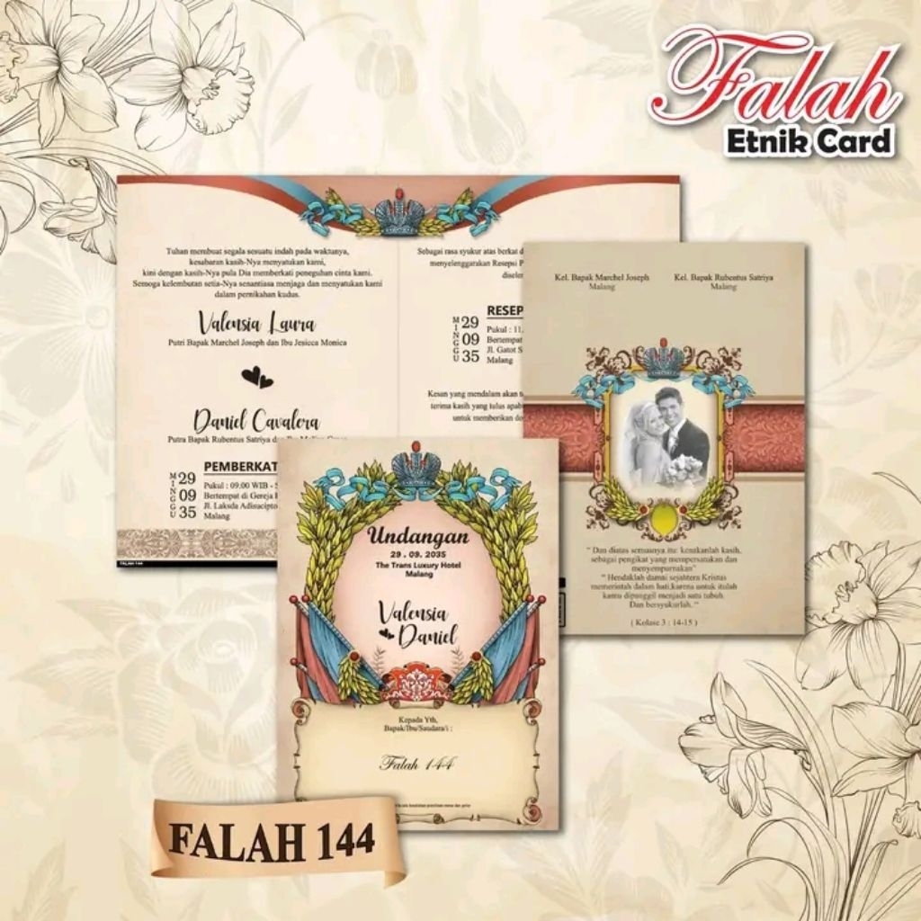 cetak undangan pernikahan murah kekinian | undangan simple elegan | undangan jawa falah