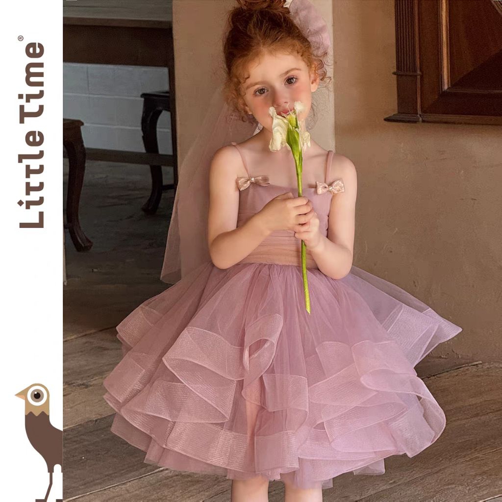 dress anak gaun anak wedding gaun anak birthday dress pink salem anak size 1-10thn kembang megar