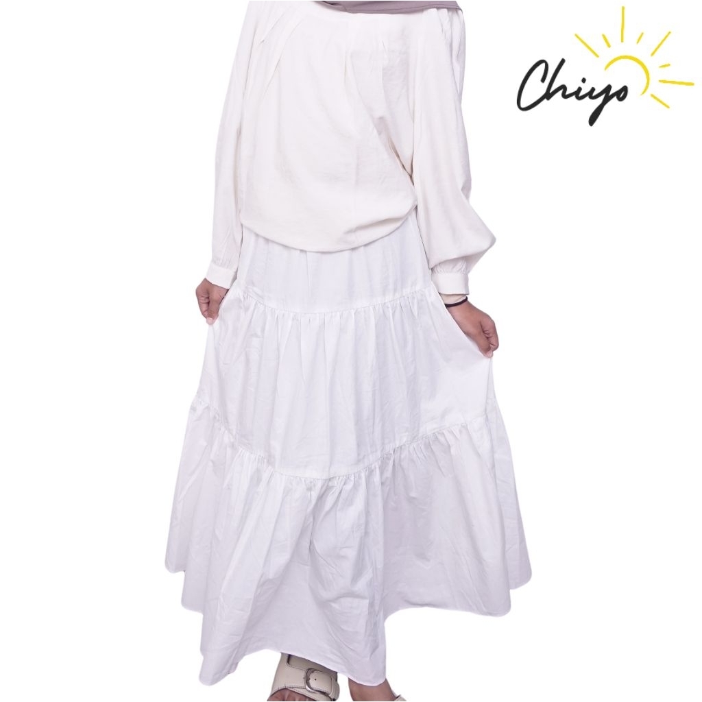 Rok Panjang Katun Poplin wanita / Rok Putih Dewasa/ Rok Korean style / Rok Wanita  Panjang / Rok Kek