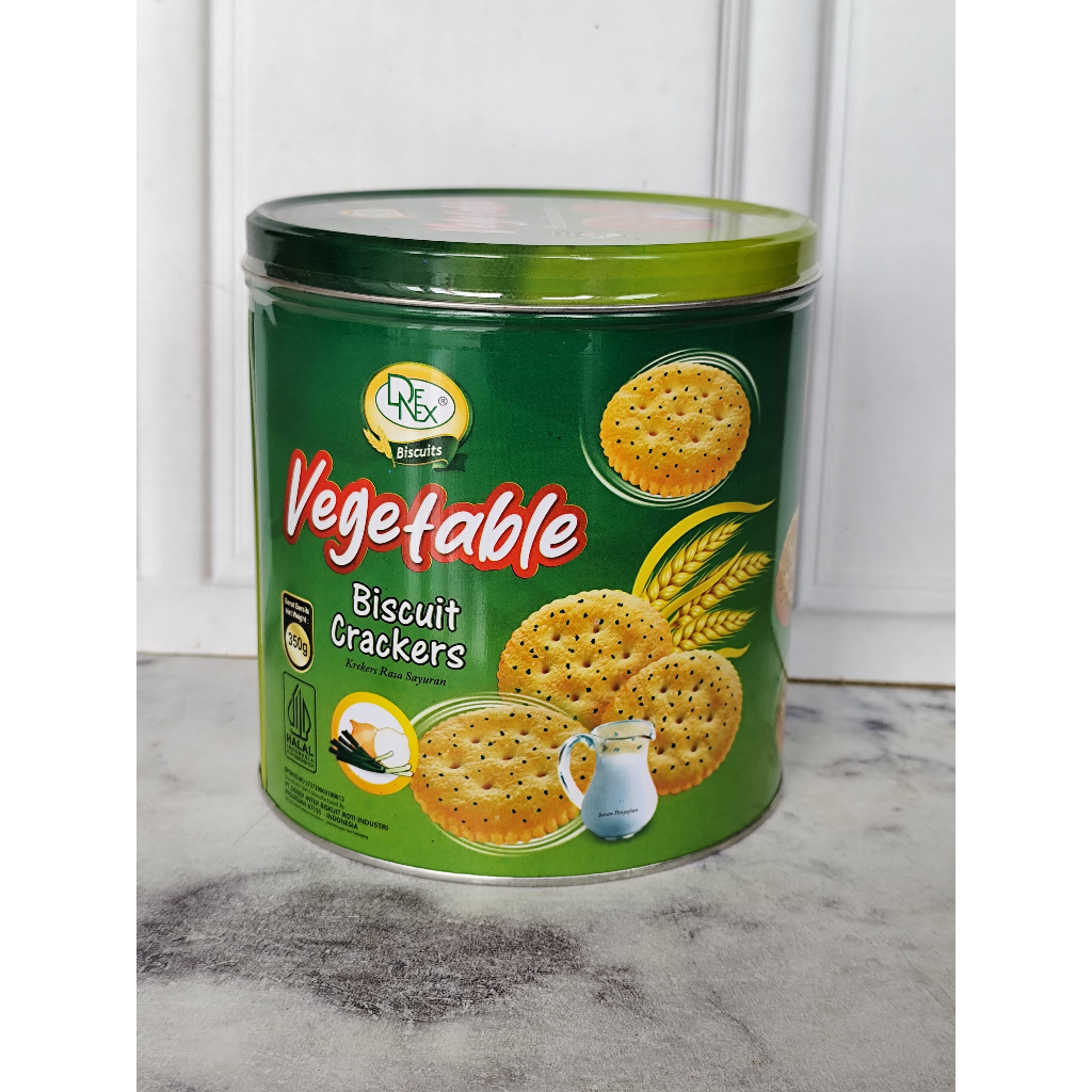 

DENEX BISCUIT CRACKERS 350 GRAM RASA SAYUR DAN KEJU-Biskuit Sayur/Biskuit Keju/Biskuit Kering/Biskuit Denex/Crackers/Krekers/Denex Biscuits/Biskuit Kaleng