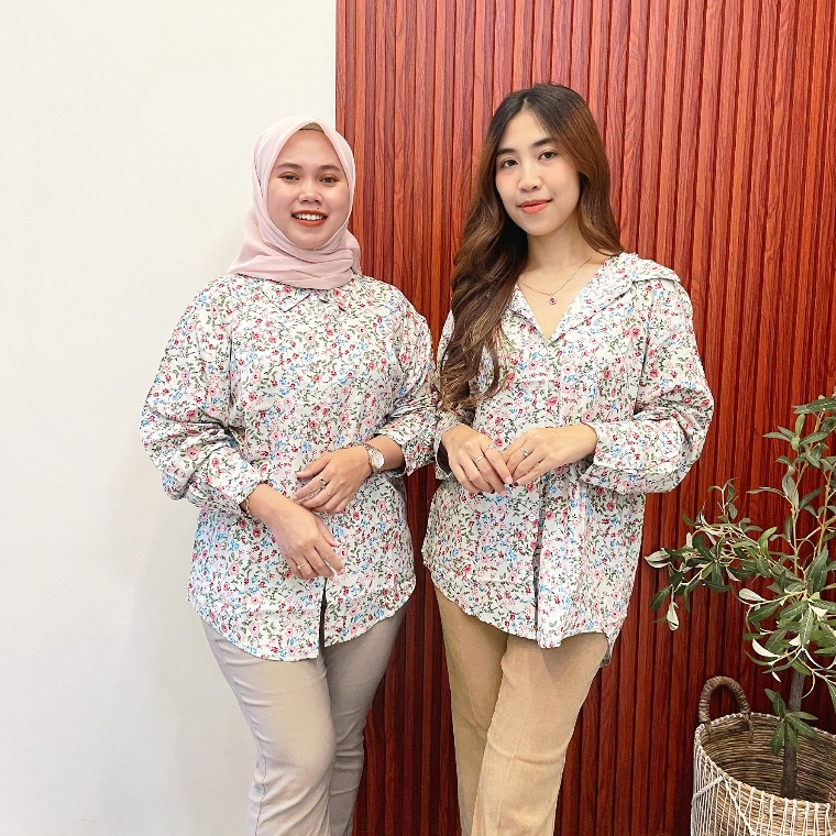 Kemeja Katun Wanita/Kemeja Premium Wanita/Kemeja Motif Bahan Katun Rayon/Kemeja Katun Rayon