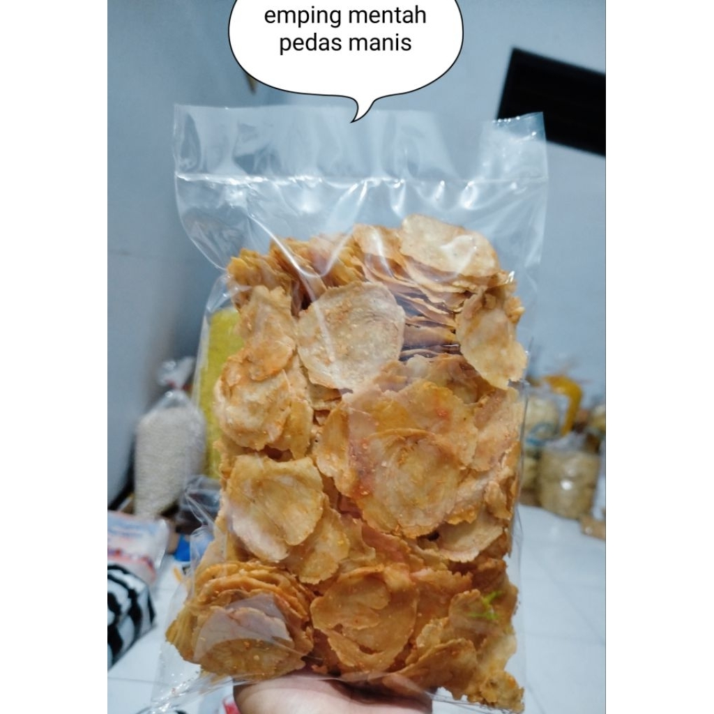 

emping mentah pedas manis