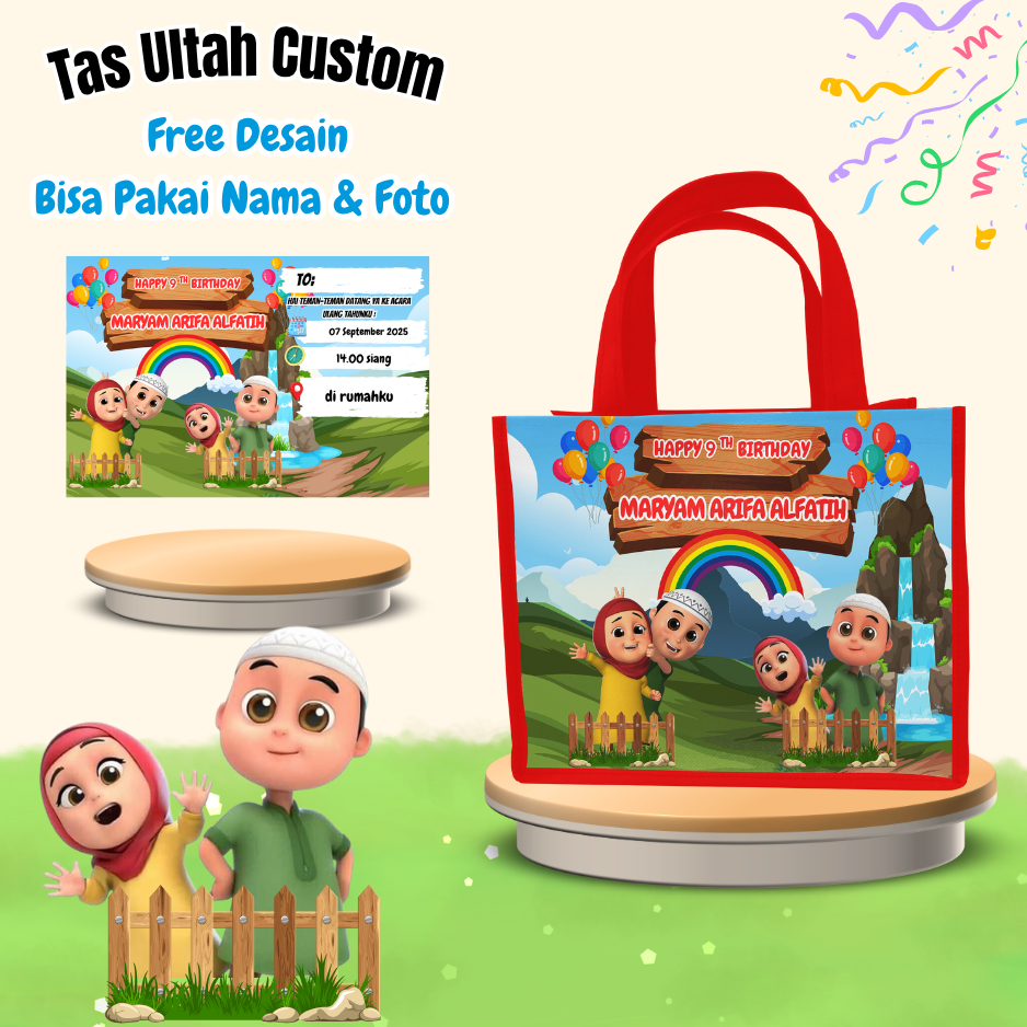 

Paket 50 Pcs Tas & Free Undangan Anak Ulang Tahun Custom Desain Nusa Rara Muat Kfc Snack Kain